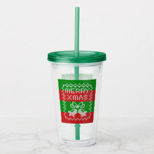 Vaso Acrílico Ropa de jingle de patrón de suéter feo Hilo de nav