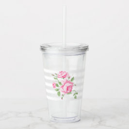 Vaso Acrílico Rosa clásico vintage Floral Classic Stripe Moda