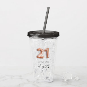 Vaso Acrílico rosa de oro de 21 años