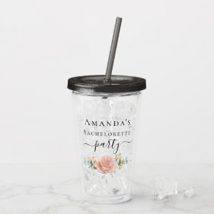 Vaso Acrílico Rosa de oro floral eucalipto vegetación