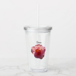 Vaso Acrílico Rosa de té rosado radiante personalizado