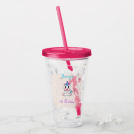 Vaso Acrílico Rosa de unicornio blanco