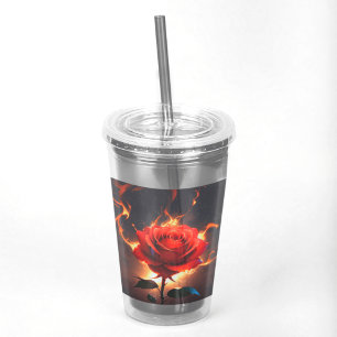 Vaso Acrílico Rosa en llamas - La pasión se encuentra con la des