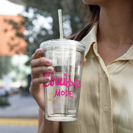 Vaso Acrílico Rosa en modo de crucero con monograma de anclaje d