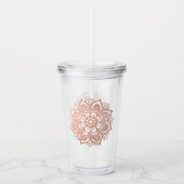 Vaso Acrílico Rosa Gold Mandala