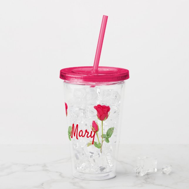 Vaso Acrílico Rosa rosa rosa rosa personalizado (Reverso (hielo))
