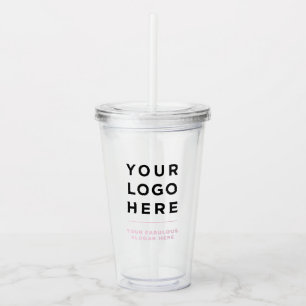 Vaso Acrílico Rosa turbio Tumbler transparente personalizado c