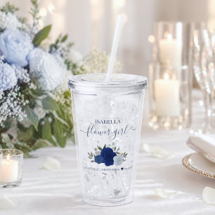 Vaso Acrílico Rosas Azules Boho Chic Elegantes Boda de la Niña c