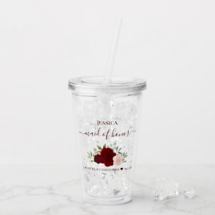 Vaso Acrílico Rosas de Rubor de Borgoña elegante empleada de hon
