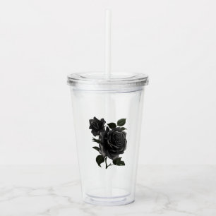 Vaso Acrílico Rosas Negras