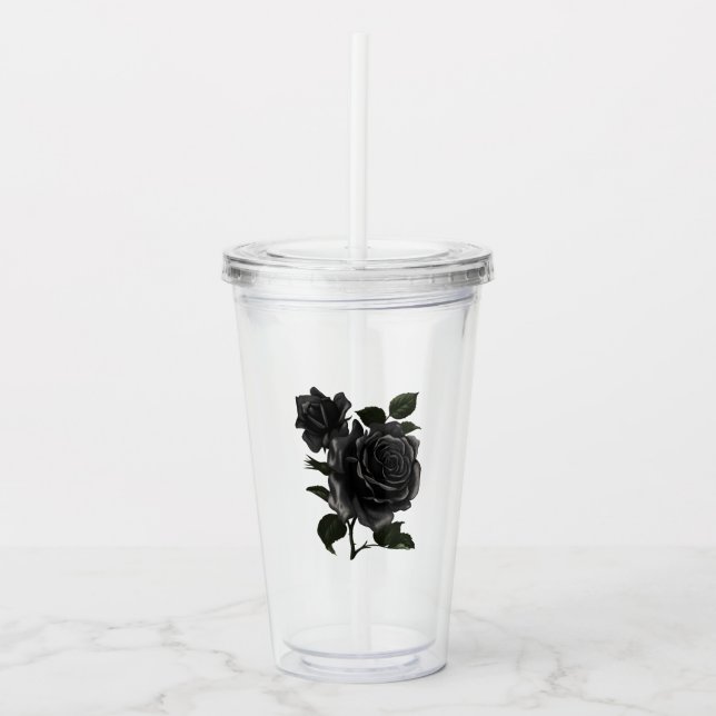 Vaso Acrílico Rosas Negras (Anverso)