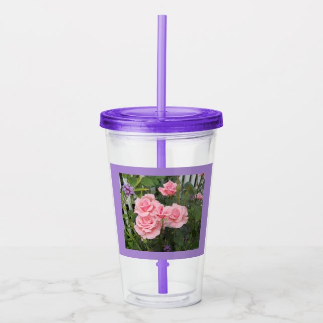 Vaso Acrílico Rosas Rosadas (Anverso)