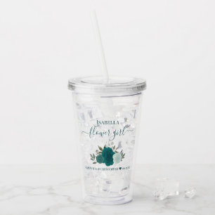 Vaso Acrílico Rosas verde azulados y Aqua Boda elegante de Flor