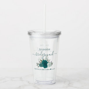 Vaso Acrílico Rosas verde azulados y de Aqua Boda elegante de la