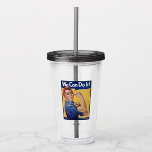 Vaso Acrílico Rosie la Remachadora: Mujeres Fuertes Empoderamien