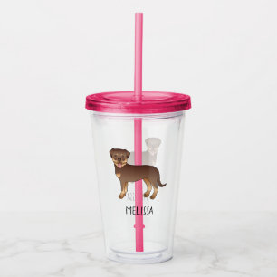 Vaso Acrílico Rottweiler Rojo y Canela Perro de Dibujos Animados