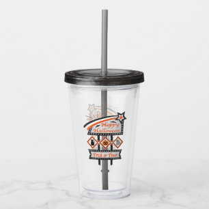 Vaso Acrílico Rótulo de Halloween retro vintage - Truco o trato