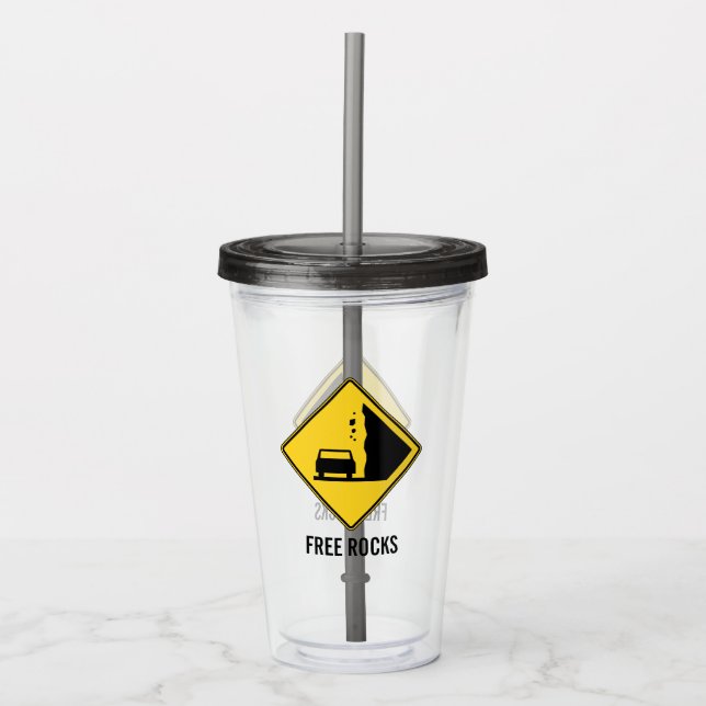Vaso Acrílico Rótulo de la ruta de las rocas libres (Anverso)