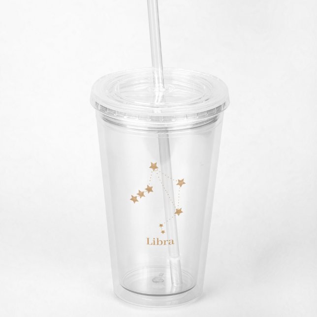 Vaso Acrílico Rótulo Zodiac moderno Libra de oro | Aire de eleme (Subido por el creador)