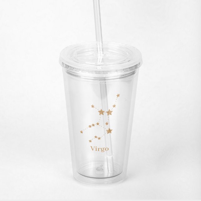 Vaso Acrílico Rótulo Zodiaco moderno Virgo de Oro | Tierra de el (Subido por el creador)