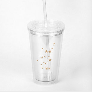 Vaso Acrílico Rótulo Zodiaco moderno Virgo de Oro Tierra de el