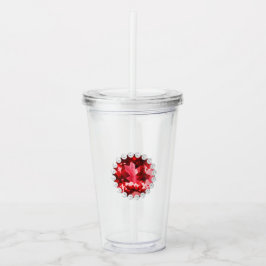 Vaso Acrílico Rubí Piedra Preciosa y Perlas