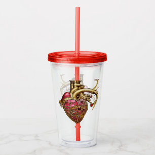 Vaso Acrílico Rubinas y engranajes anatómicos del corazón de vap