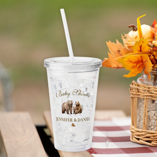 Vaso Acrílico Rustic Brown Bear Family Baby Shower (Subido por el creador)