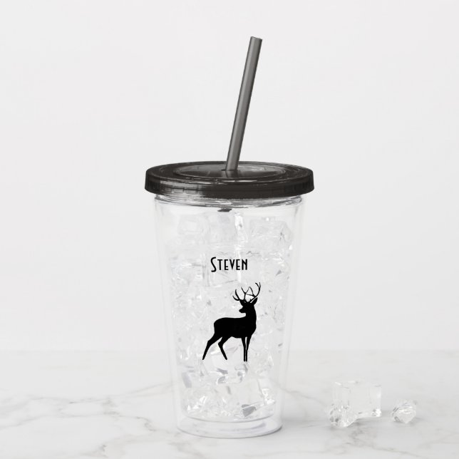 Vaso Acrílico Rústica majestuosa de ciervo con anguilas de silue (Reverso (hielo))
