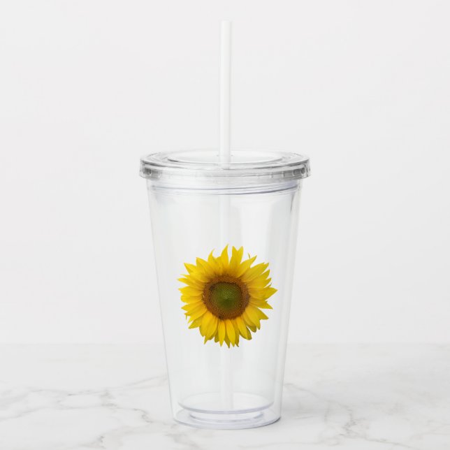 Vaso Acrílico Rústico de girasol amarillo (Anverso)