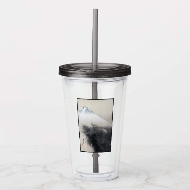 Vaso Acrílico Ryu Shoten: Dragón ascendente sobre Fuji, Japón (Anverso)