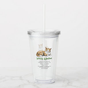 Vaso Acrílico Sabiduría Kitty - Gato gracioso que gobierna con u