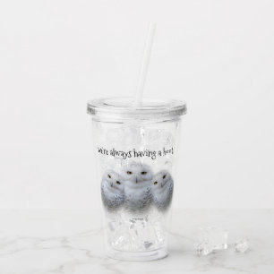 Vaso Acrílico Sabiduría soñadora de la familia de las lechuzas n
