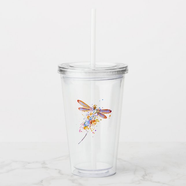 Vaso Acrílico Salpicadura de libélula (Anverso)