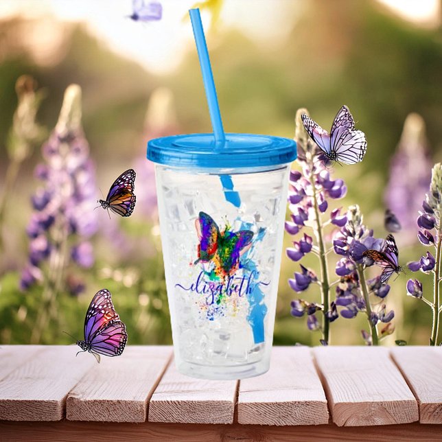 Vaso Acrílico Salpicadura de mariposa personalizada   (Subido por el creador)