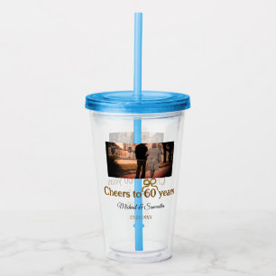 Vaso Acrílico Saludos dorados a boda de 60 años