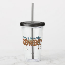 Vaso Acrílico salva un caballo monta un vaquero