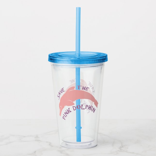 Vaso Acrílico Salvar al delfín rosado (Anverso)