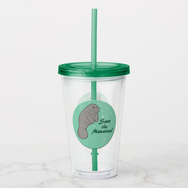 Vaso Acrílico ¡Salven a los manatíes! (Anverso)