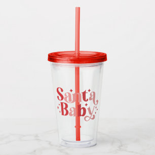 Vaso Acrílico Santa Bebé - Navidades retro Tipografía