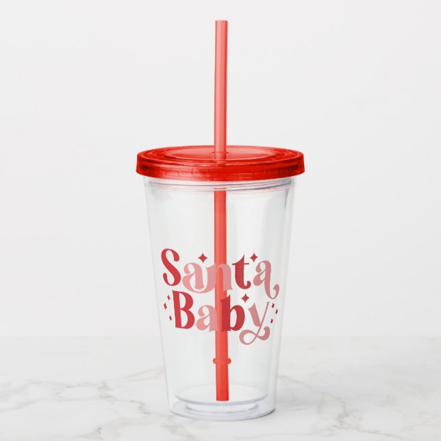 Vaso Acrílico Santa Bebé - Navidades retro Tipografía (Anverso)