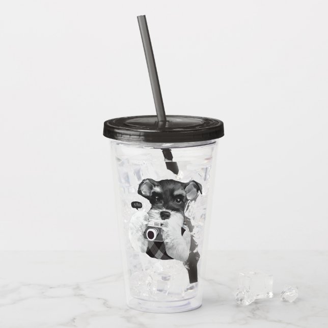 Vaso Acrílico Schnauzer con cámara (Anverso (hielo))