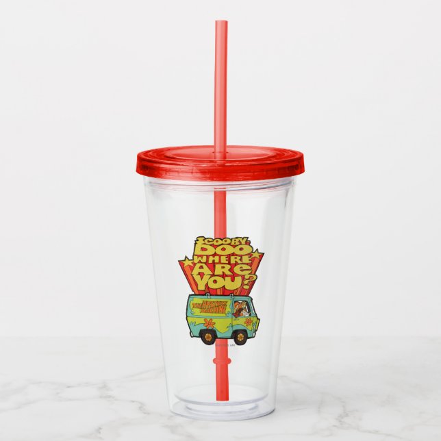 Vaso Acrílico Scooby-Doo | "¿Dónde Estás?" Retro Personalizado V (Anverso)