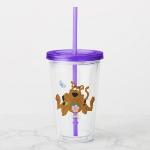 Vaso Acrílico Scooby-Doo que admira la flor