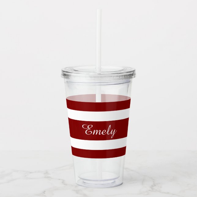 Vaso Acrílico Script de nombre rojo moderno (Anverso)