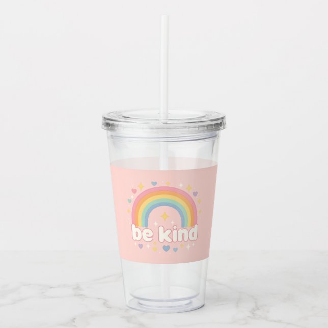 Vaso Acrílico Sé Amable – Arcoíris Pastel de Positividad (Anverso)