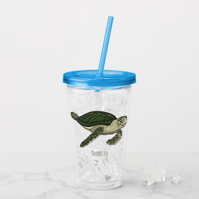 Vaso Acrílico Sea turtle cartoon illustration (Reverso (hielo))