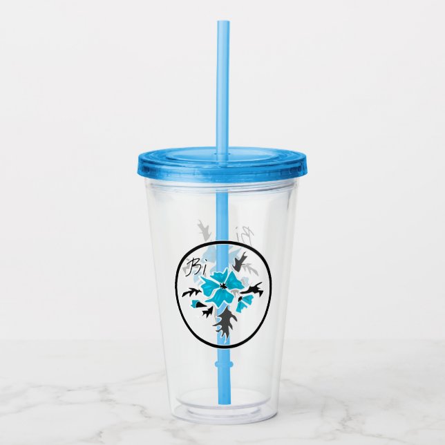 Vaso Acrílico Seamless lindo personalizado abstracto flor azul f (Anverso)