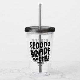 Vaso Acrílico Second Grade Teacher Black Typography Design