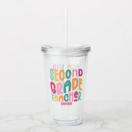 Vaso Acrílico Second Grade Teacher Colorful Typography Design